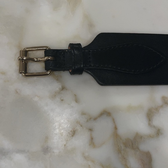 Maison Boinet Black Leather Belt 70/28mm single loop gold enclosure - Picture 6 of 7